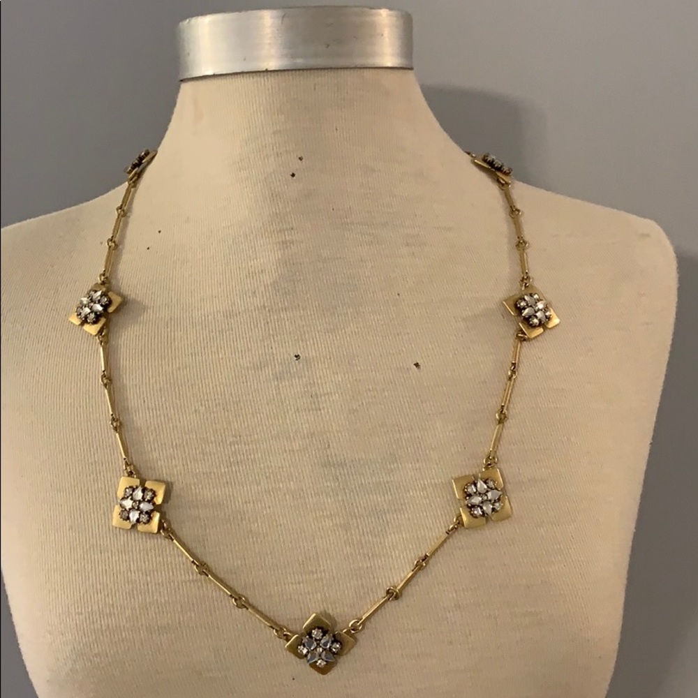 J Crew brushed gold and gemstone necklace